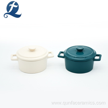 Colored Glaze Ceramic Round Casserole